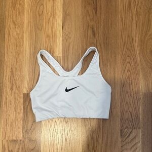 Nike Women's White Sports Bra with Black Logo